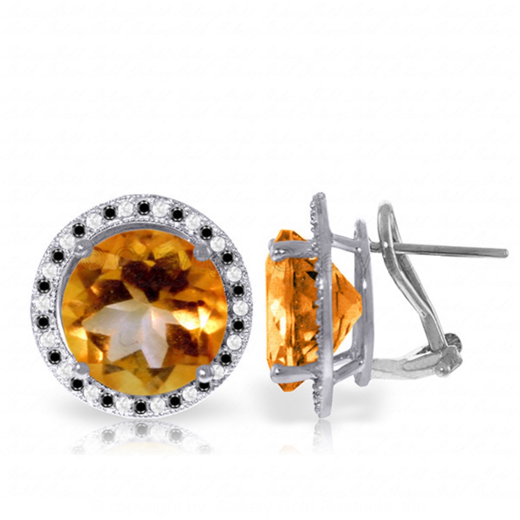 Black  White Diamonds  Citrines Earrings